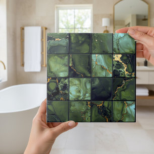 Marble Mix 4x4 Quadrate Olivgrün ID1186c Fliese