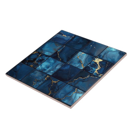 Marble Mix 4x4 Squares Blue ID1185c Fliese (Seite)