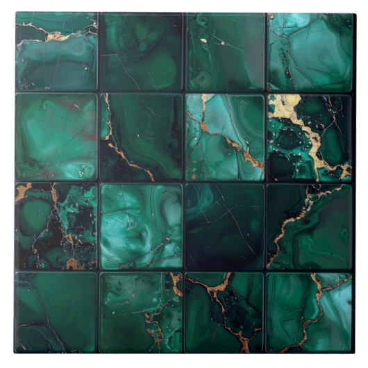 Marble Mix 4x4 Squares Emerald Green ID1185c Fliese (Vorderseite)