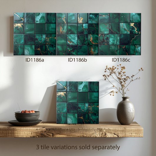 Marble Mix 4x4 Squares Emerald Green ID1186a Fliese