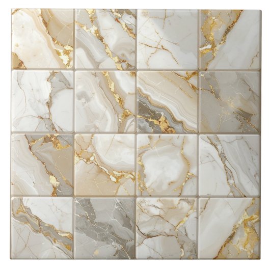 Marble Mix 4x4 Squares Ivory ID1185a Fliese (Vorderseite)