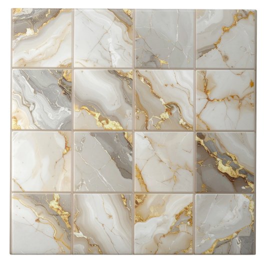 Marble Mix 4x4 Squares Ivory ID1185c Fliese (Vorderseite)