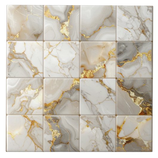 Marble Mix 4x4 Squares Ivory ID1186b Fliese (Vorderseite)