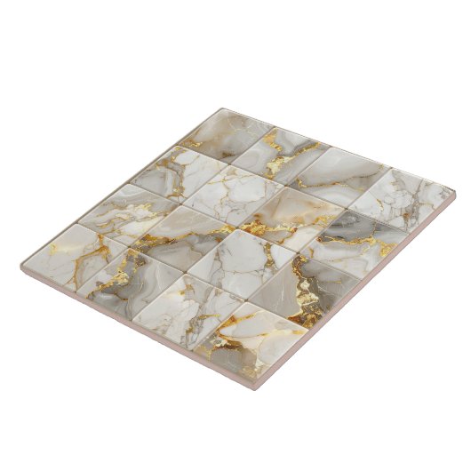 Marble Mix 4x4 Squares Ivory ID1186b Fliese (Seite)