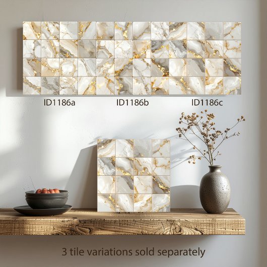 Marble Mix 4x4 Squares Ivory ID1186c Fliese
