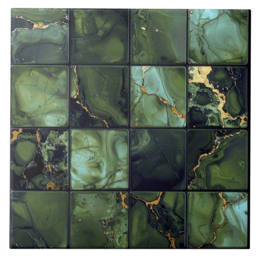 Marble Mix 4x4 Squares Olive Green ID1185c Fliese (Vorderseite)