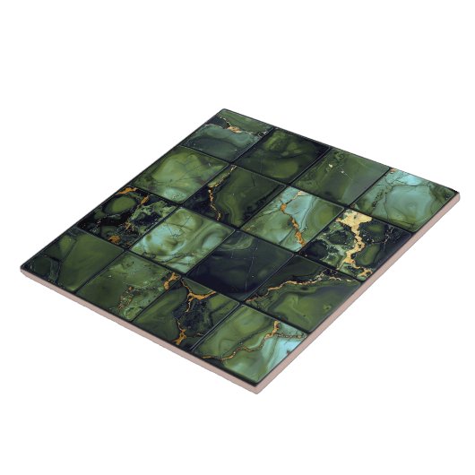 Marble Mix 4x4 Squares Olive Green ID1185c Fliese (Seite)