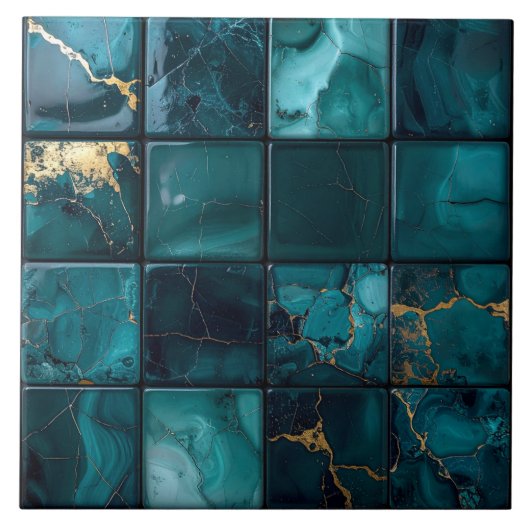 Marble Mix 4x4 Squares Teal ID1185a Fliese (Vorderseite)