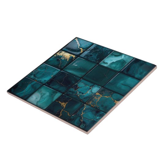 Marble Mix 4x4 Squares Teal ID1185a Fliese (Seite)