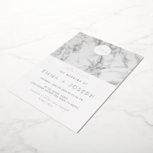 Marble Modern Simple Wedding Silver Foil Wedding Folieneinladung