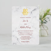 Marble Moderne Chinesische Hochzeit Folieneinladung (Stehend vorne)