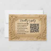Marble Monarch QR Code Wedding RSVP Card