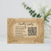 Marble Monarch QR Code Wedding RSVP Card Karte (Stehend Vorderseite)