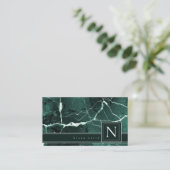 Marble Monogram Green White Std ID672 einfach marb Visitenkarte (Stehend Vorderseite)