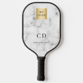 Marble monogram initials name business logo pickleball schläger (Rückseite)