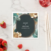 Marble Monstera Emerald Green and Gold Wedding Serviette (Beispiel)