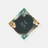 Marble Monstera Emerald Green and Gold Wedding Serviette (Ecke)