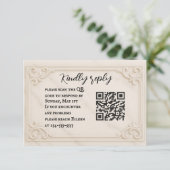 Marble Motif QR Code Wedding RSVP Card (Stehend Vorderseite)