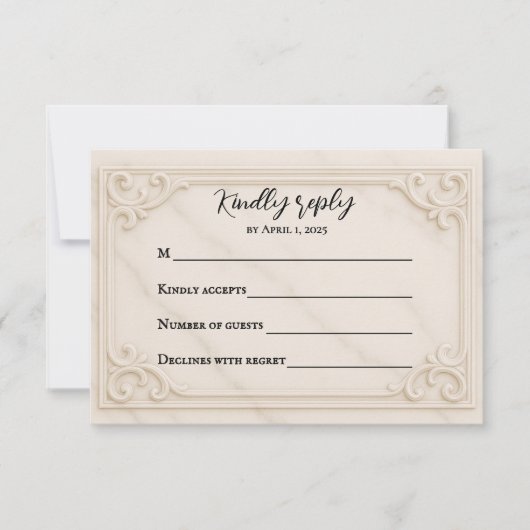 Marble Motif Wedding RSVP Card Karte (Vorderseite)