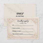 Marble Motif Wedding RSVP Card Karte (Vorne/Hinten)
