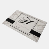 Marble Muster Schwarze Monogramm H Name Elegant hi Fußmatte (Schrägansicht)