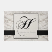 Marble Muster Schwarze Monogramm H Name Elegant hi Fußmatte (Vorderseite)