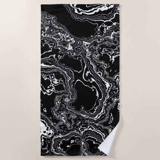 Marble Mystique - Agate Elegance - schwarz-weiß Strandtuch (Vorderseite)