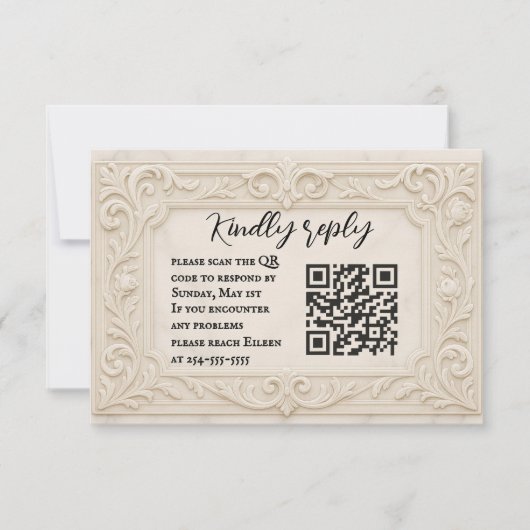 Marble Mystique QR Code Wedding RSVP Card Karte (Vorderseite)