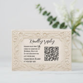 Marble Mystique QR Code Wedding RSVP Card Karte (Stehend Vorderseite)
