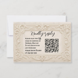 Marble Mystique QR Code Wedding RSVP Card Karte