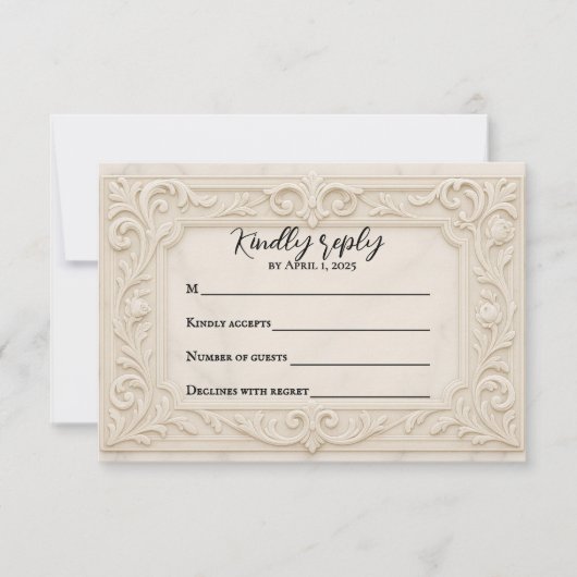Marble Mystique Wedding RSVP Card Karte (Vorderseite)
