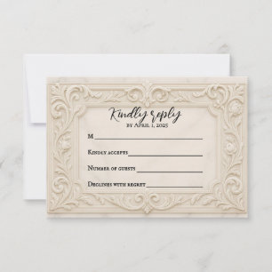Marble Mystique Wedding RSVP Card Karte
