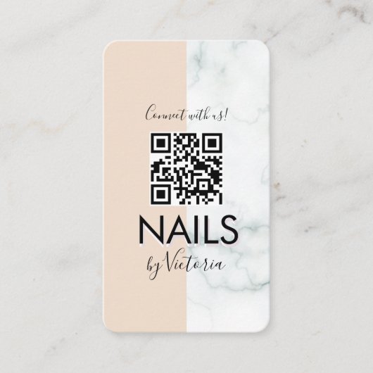 Marble Nail Salon Beauty Colorblock QR Code Visitenkarte (Vorderseite)