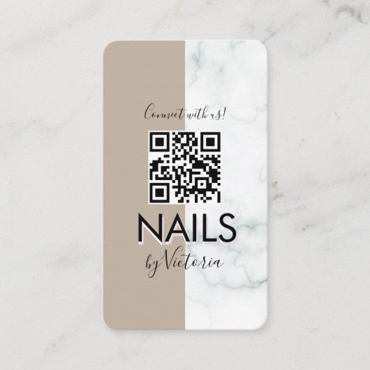 Marble Nail Salon Beauty Colorblock QR Code Visitenkarte (Vorderseite)