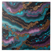 Marble Ocean Blue Pink Gold Moderne Sammlung Fliese (Vorderseite)
