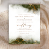 Marble Olive Green Gold Einladung