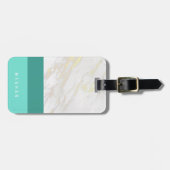 Marble Ombre Aquamarin Monogram Gepäckanhänger (Vorderseite horizontal)