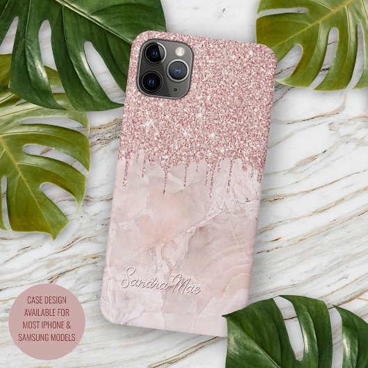 Marble Ombre Blush Pink Rose Gold Glitzer Muster Case-Mate iPhone Hülle