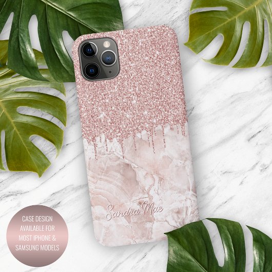 Marble Ombre Blush Pink Rose Gold Glitzer Muster iPhone Hülle