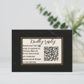 Marble Onyx QR Code Wedding RSVP Card Karte (Stehend Vorderseite)