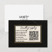 Marble Onyx QR Code Wedding RSVP Card Karte (Vorne/Hinten)