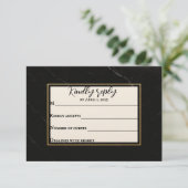 Marble Onyx Wedding RSVP Card Karte (Stehend Vorderseite)