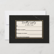 Marble Onyx Wedding RSVP Card