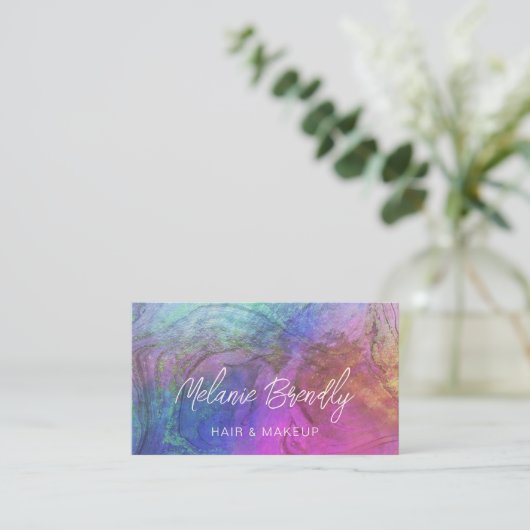Marble Opal Holographic Pattern Business Card Visitenkarte (Stehend Vorderseite)
