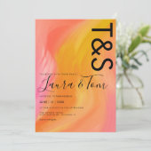 Marble Orange Pink Typografy Abstrakt Wedding Einladung (Stehend Vorderseite)