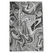Marble Paint Black Chic Weihnachtsgeschenk Wrap Mittlere Geschenktüte (Rückseite)