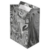 Marble Paint Black Chic Weihnachtsgeschenk Wrap Mittlere Geschenktüte (Rückseite Schrägansicht)