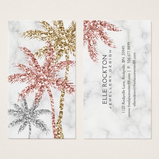 Marble Palm Tree Blätter Tri Gold Glitzer Glam (Vorne & Hinten)