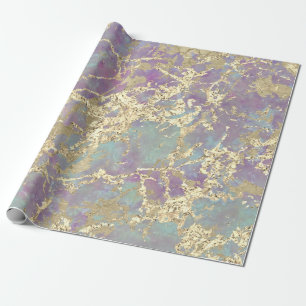 Marble Pastel Gold Aqua Strokes Geschenk Idee Geschenkpapier