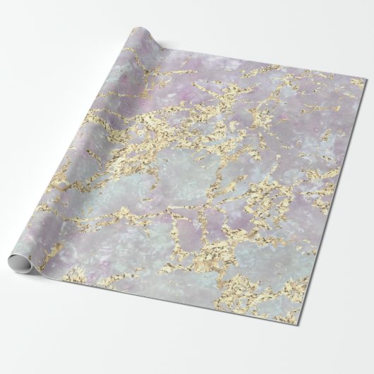 Marble Pastel Gold Blue Strokes Geschenk Idee Geschenkpapier (Ungerollt)